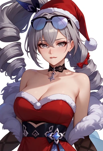 star rail,silver wolf,Christmas,red velvet dress  - AI generated anime art